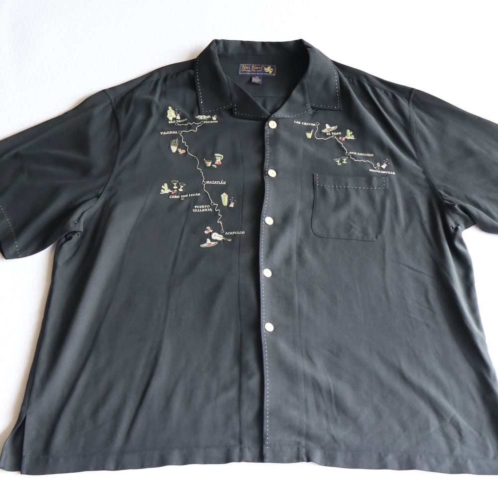 Vintage Nat Nast Silk Shirt Mens XXL In Search of the Perfect Margarita Camp - Picture 2 of 9